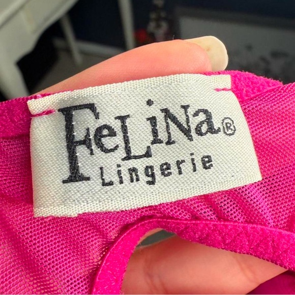Felina Lingerie babydoll chemise pink black lace slip size M romantic Y2K - Picture 6 of 6